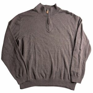 Roundtree & Yorke Men’s Brown Quarter Zip Sweater Size Large Preppy Casual Layer